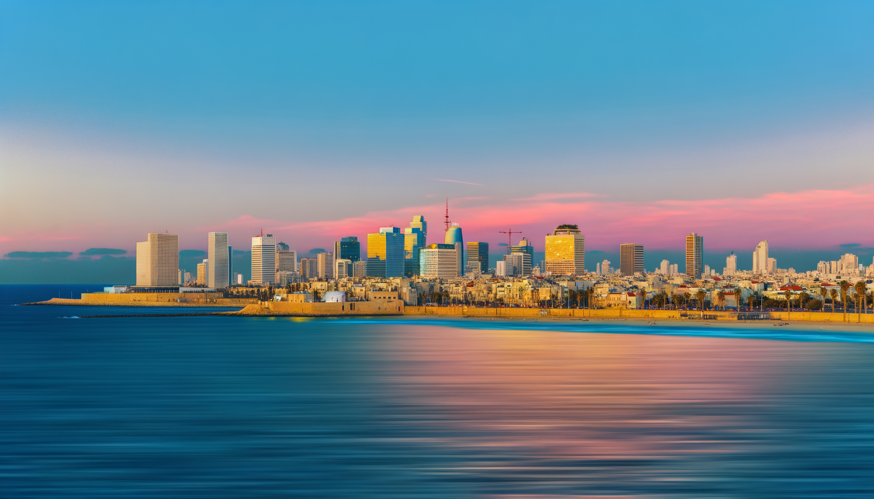 Modern Tel Aviv skyline at dusk